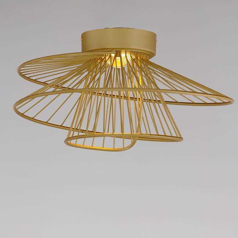Image 3 Zeta 1-Light 20" Wide Natural Aged Brass Flush Mount more views