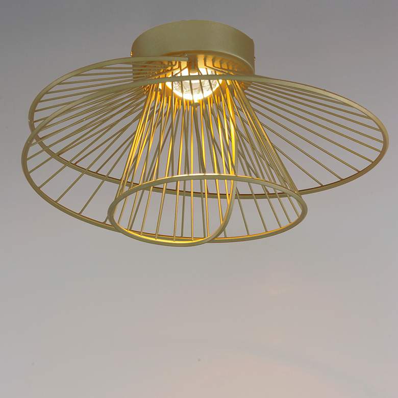 Image 4 Zeta 1-Light 20" Wide Natural Aged Brass Flush Mount more views