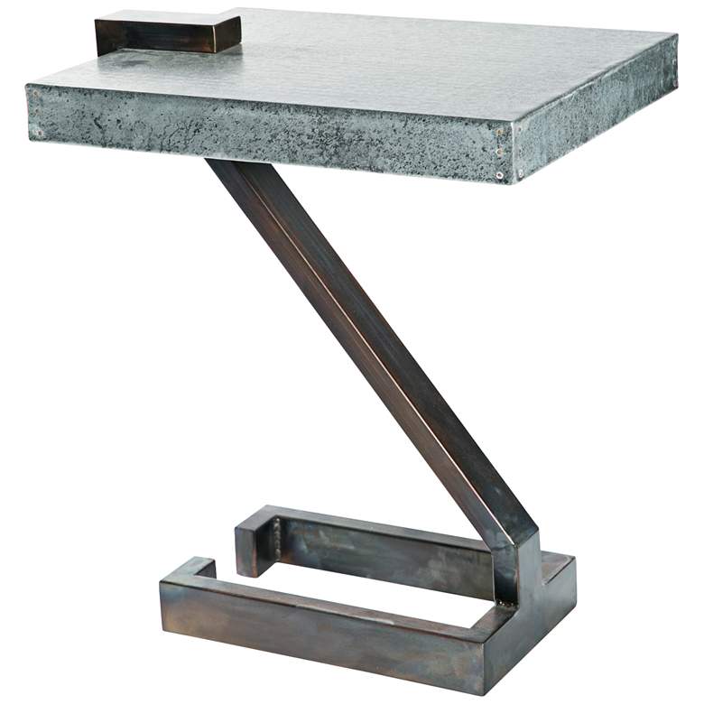 Image 1 Zeta 16 inch Wide Hammered Zinc Industrial Accent Table