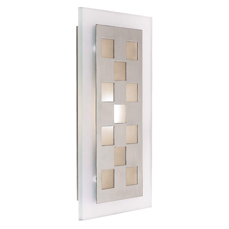 Image 1 Zeus Brushed Steel Checkered ADA Compliant Sconce