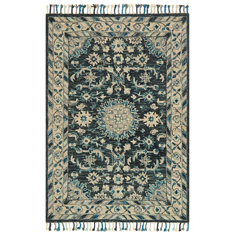 Image 2 Zharah ZR-02 5&#39;x7&#39;6 inch Teal and Gray Wool Area Rug