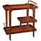 Zhori Rich Dark Tobacco Wood 3-Tier Rolling Bar Cart