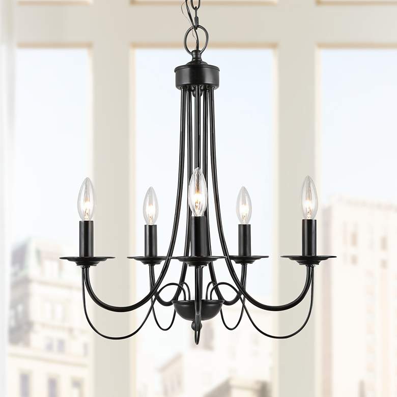 Image 1 Zico 18 1/2 inch Wide Black 5-Light Candle Chandelier