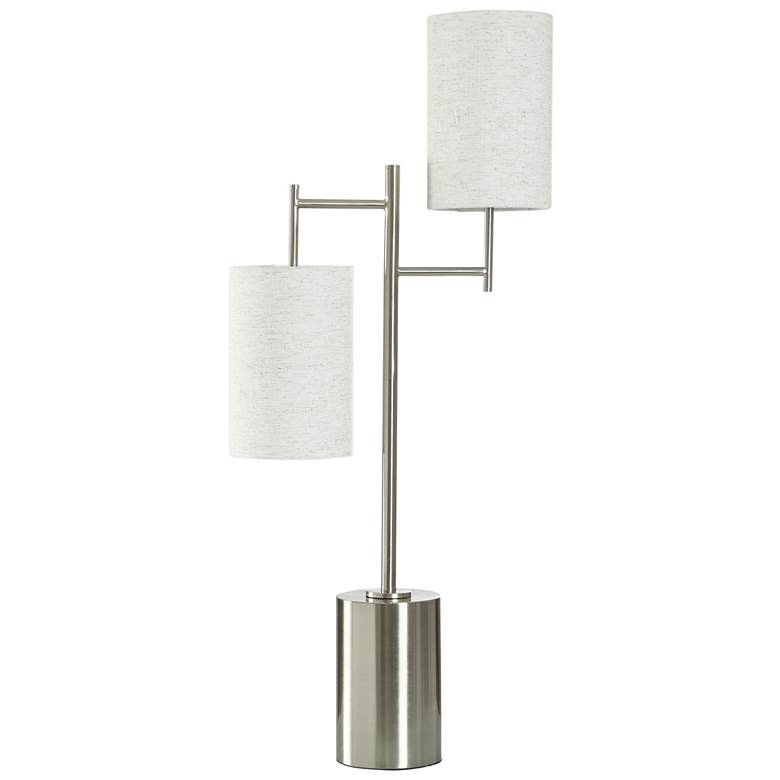 Image 1 Zig Zag 35"H Brushed Steel Table Lamp With Heathered Oatmeal Shade