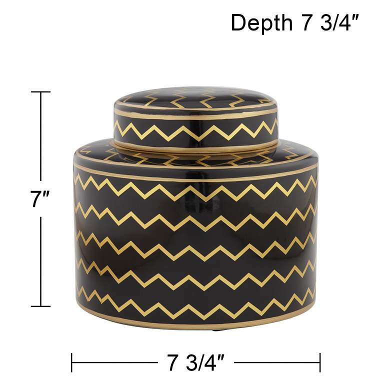 Image 5 Zig Zag Black and Gold 7" High Decorative Jar with Lid more views