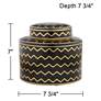 Zig Zag Black and Gold 7" High Decorative Jar with Lid