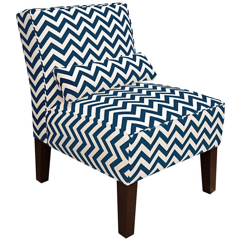 Image 1 Zig Zag Titan Birch Upholstered Armless Accent Chair in Blue