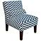 Zig Zag Titan Birch Upholstered Armless Accent Chair in Blue