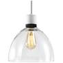 Zigrina 10" E26 Clear Dome Glass Pendant and White with Black Metal Fi