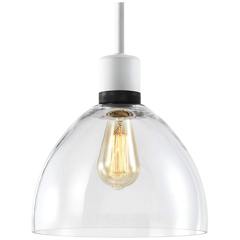 Image 1 Zigrina 10" E26 Clear Dome Glass Pendant and White with Black Metal Fi