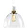Zigrina 10" E26 Clear Dome Glass Pendant and White with Brass Metal Fi