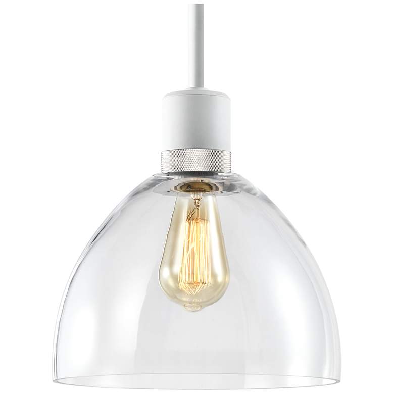 Image 1 Zigrina 10 inch E26 Clear Dome Glass Pendant and White with Nickel Metal F