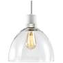 Zigrina 10" E26 Clear Dome Glass Pendant and White with Nickel Metal F