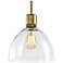 Zigrina 10" E26 Clear Dome Glass Pendant Light and Aged Brass Metal Fi