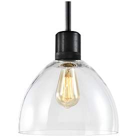 Image1 of Zigrina 10" E26 Clear Dome Glass Pendant Light and Black Metal Finish