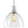 Zigrina 10" E26 Clear Dome Glass Pendant Light and Matte White Metal F
