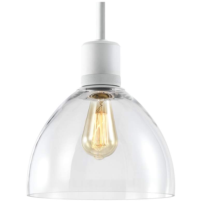 Image 1 Zigrina 10" E26 Clear Dome Glass Pendant Light and Matte White Metal F