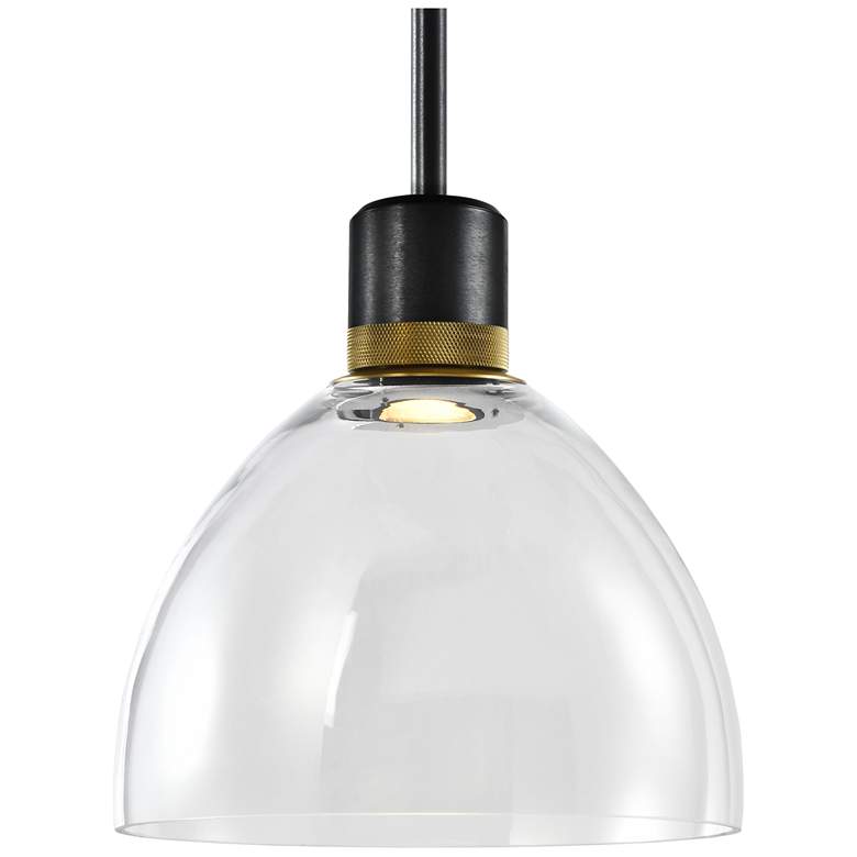 Image 1 Zigrina 10" LED 3CCT Clear Dome Glass Pendant, Black & Brass Metal