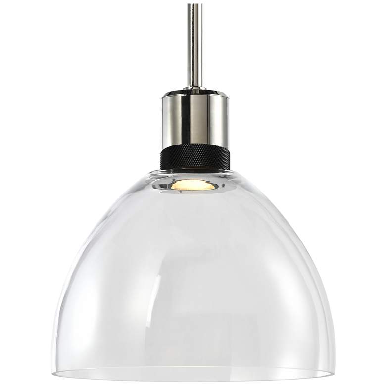 Image 1 Zigrina 10" LED 3CCT Clear Dome Glass Pendant, Nickel & Black Meta