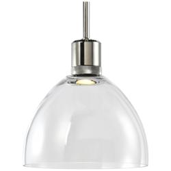 Zigrina 10&quot; LED 3CCT Clear Dome Glass Pendant, Polished Nickel Metal F