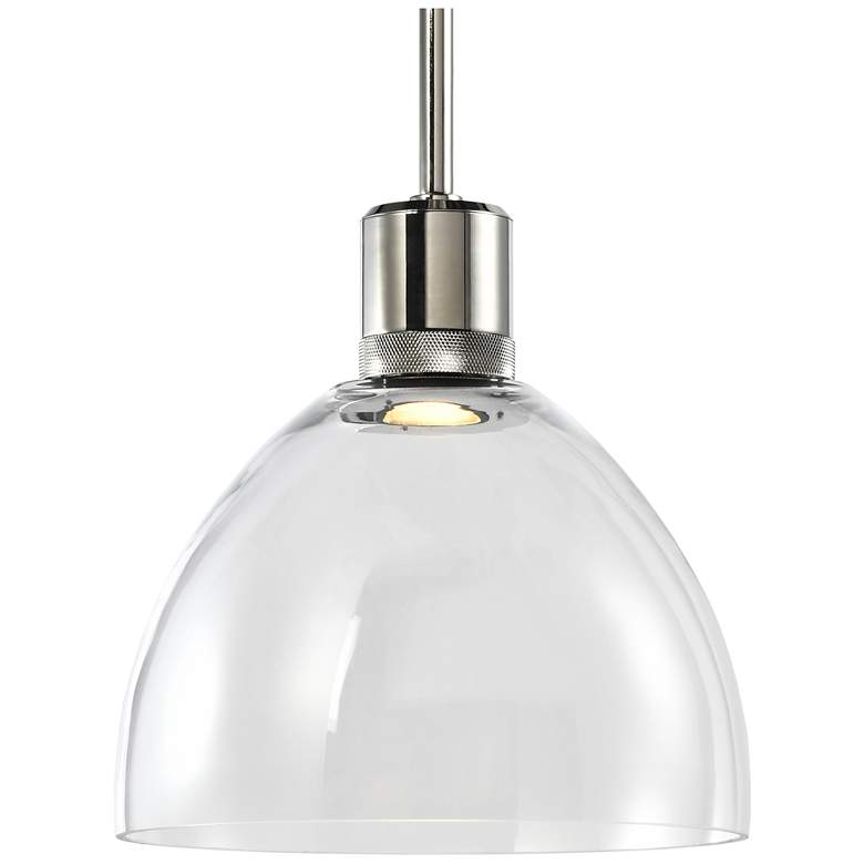 Image 1 Zigrina 10" LED 3CCT Clear Dome Glass Pendant, Polished Nickel Metal F