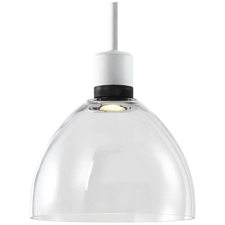 Image 1 Zigrina 10" LED 3CCT Clear Dome Glass Pendant, White & Black Metal