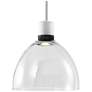 Zigrina 10" LED 3CCT Clear Dome Glass Pendant, White &#38; Black Metal