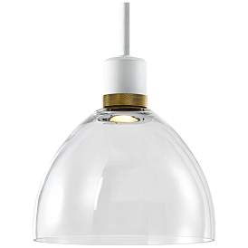 Image1 of Zigrina 10" LED 3CCT Clear Dome Glass Pendant, White & Brass Metal