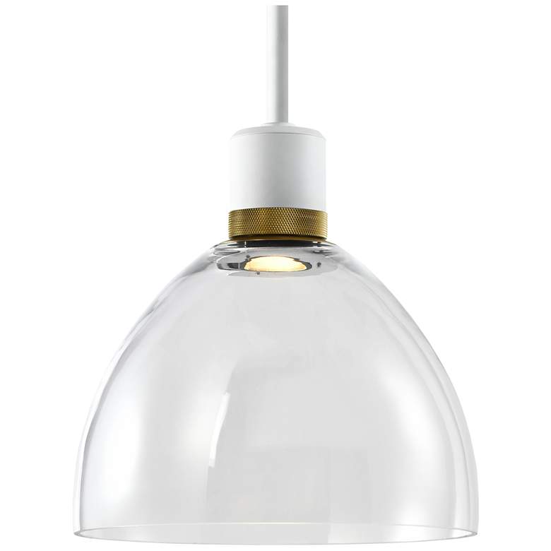 Image 1 Zigrina 10 inch LED 3CCT Clear Dome Glass Pendant, White &#38; Brass Metal