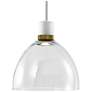 Zigrina 10" LED 3CCT Clear Dome Glass Pendant, White &#38; Brass Metal