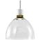 Zigrina 10" LED 3CCT Clear Dome Glass Pendant, White & Brass Metal