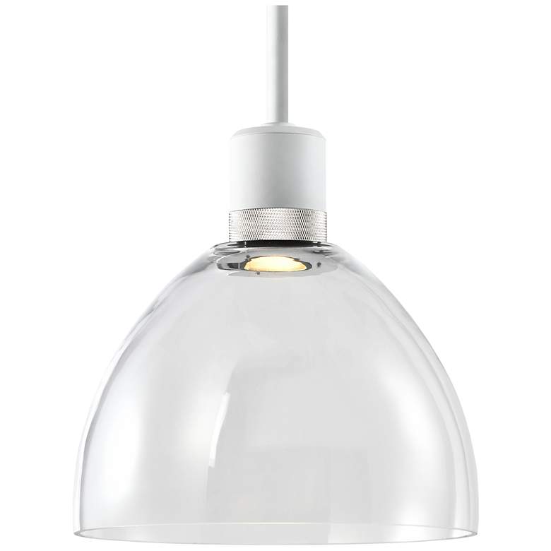 Image 1 Zigrina 10" LED 3CCT Clear Dome Glass Pendant, White & Nickel Meta