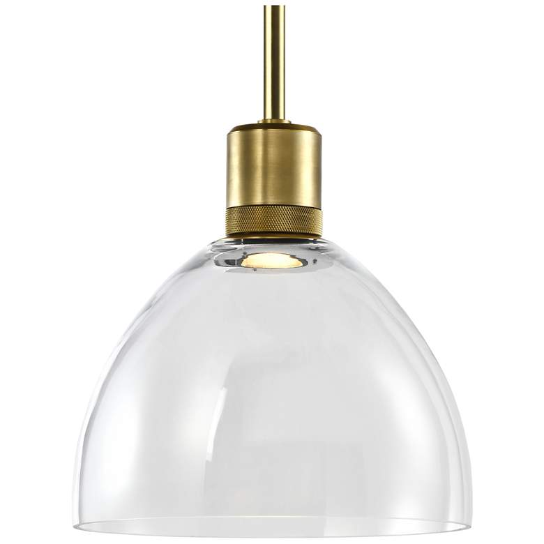 Image 1 Zigrina 10" LED 3CCT Clear Dome Glass Pendant with Aged Brass Metal Fi