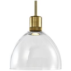 Zigrina 10" LED 3CCT Clear Dome Glass Pendant with Aged Brass Metal Fi