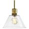 Zigrina 12" E26 Clear Cone Glass Pendant Light and Aged Brass Metal Fi