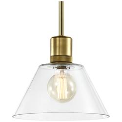 Zigrina 12" E26 Clear Cone Glass Pendant Light and Aged Brass Metal Fi