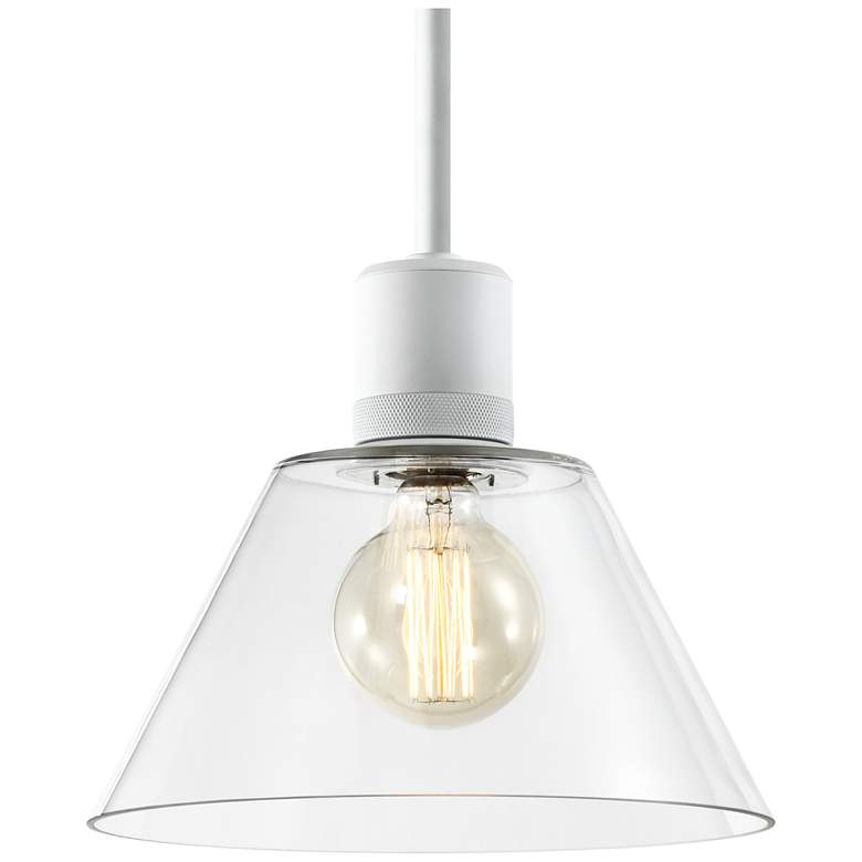 Image 1 Zigrina 12" E26 Clear Cone Glass Pendant Light and Matte White Metal F