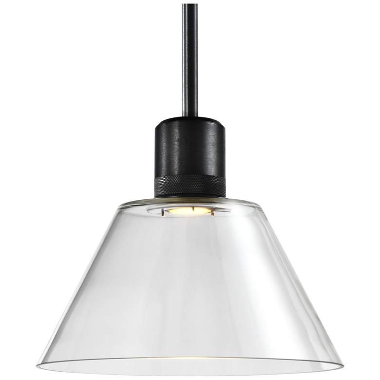 Image 1 Zigrina 12" LED 3CCT Clear Cone Glass Pendant and Black Metal Finish