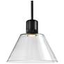 Zigrina 12" LED 3CCT Clear Cone Glass Pendant and Black Metal Finish