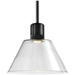 Zigrina 12&quot; LED 3CCT Clear Cone Glass Pendant and Black Metal Finish