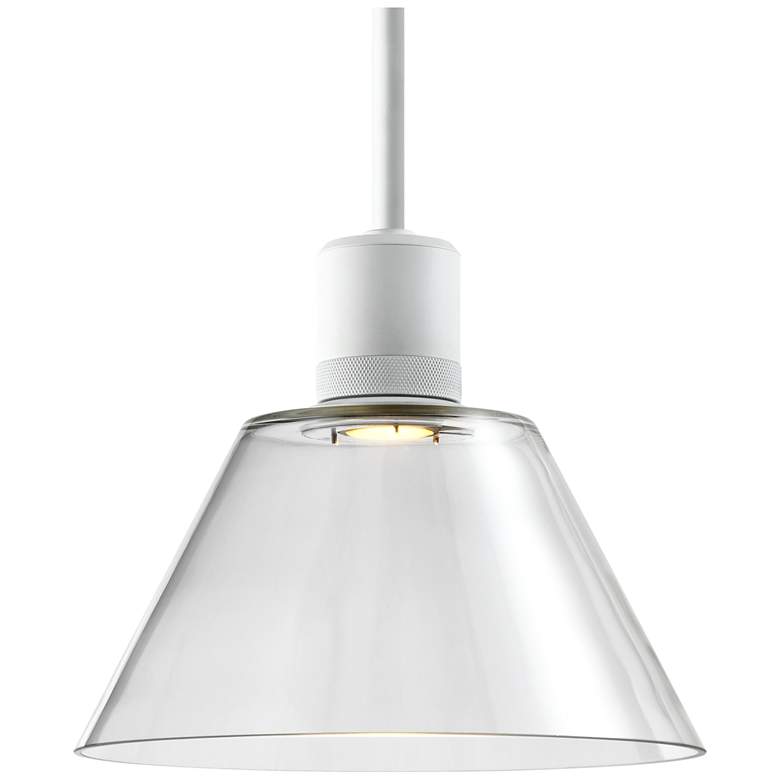 Image 1 Zigrina 12" LED 3CCT Clear Cone Glass Pendant and Matte White Metal Fi