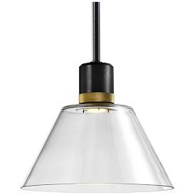Image1 of Zigrina 12" LED 3CCT Clear Cone Glass Pendant, Black & Brass Metal