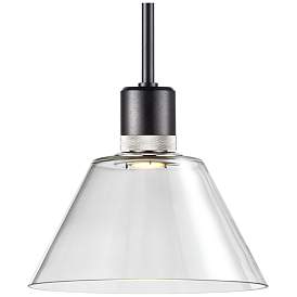 Image1 of Zigrina 12" LED 3CCT Clear Cone Glass Pendant, Black & Nickel Meta