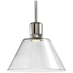 Zigrina 12&quot; LED 3CCT Clear Cone Glass Pendant, Polished Nickel Metal F