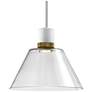 Zigrina 12" LED 3CCT Clear Cone Glass Pendant, White &#38; Brass Metal