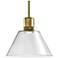 Zigrina 12" LED 3CCT Clear Cone Glass Pendant with Aged Brass Metal Fi