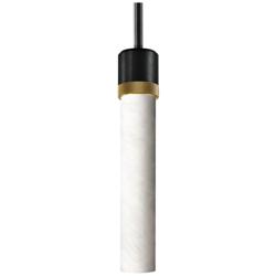 Zigrina 3" E26 Cylindrical Pendant, 12" Alabaster, Black & Br