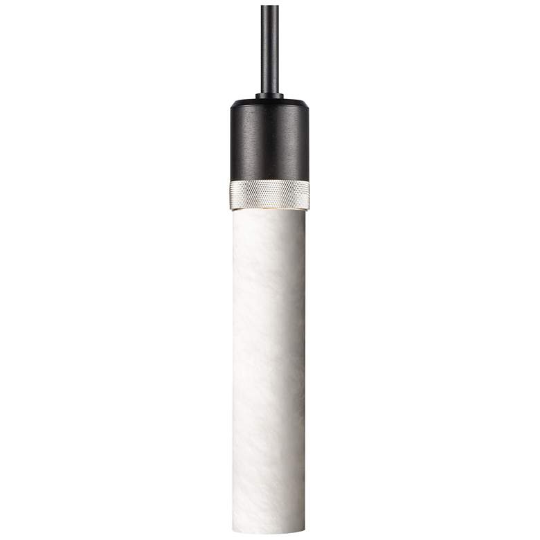 Image 1 Zigrina 3" E26 Cylindrical Pendant, 12" Alabaster, Black & Ni