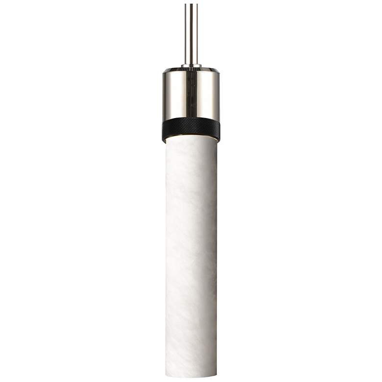 Image 1 Zigrina 3" E26 Cylindrical Pendant, 12" Alabaster, Nickel & B