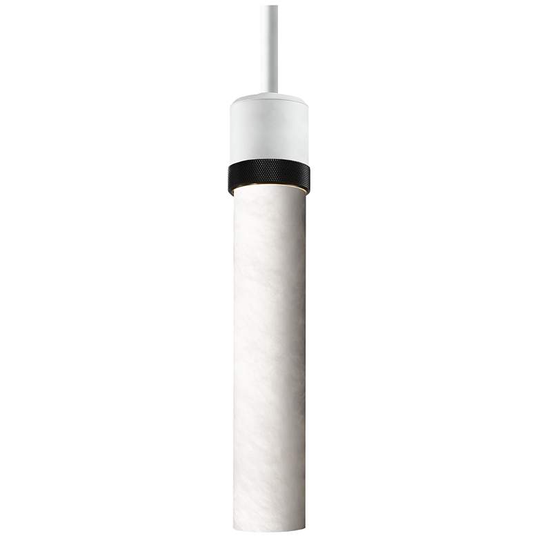 Image 1 Zigrina 3" E26 Cylindrical Pendant, 12" Alabaster, White & Bl